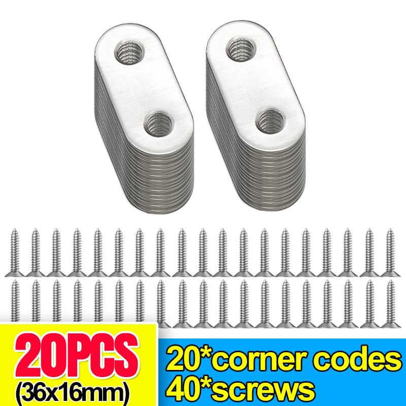 Stainless Steel Corner Bracket Metal Flat Straight Brace Fixed Connecting Plate Corner Brackets For Reapiring Furniture Cabinet