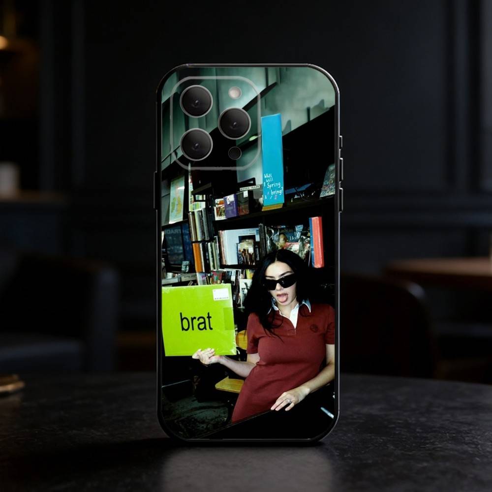 Charli XCX 360 Brat Phone Case For iPhone 17,16,15,14,13,12,11 Plus,Pro Max,SE4Soft Silicone Black Cover