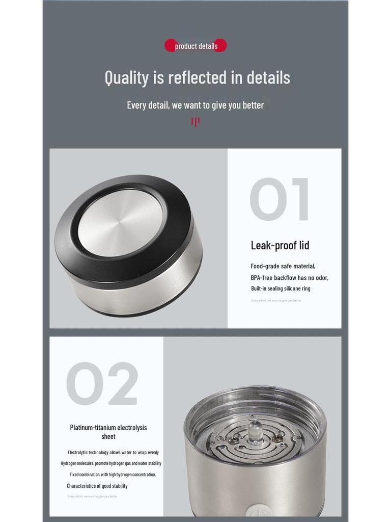 Intelligenter wasserstoffreicher inhalierbarer Wasserbecher mit elektrolytischer Funktion - Geschenkbox-Edition