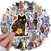 50-Piece Set No Duplicates: Edgy Vintage Cool Tattoo Cat Series Stickers - DIY Decor for Laptops, Phones Backpacks Water Bottles
