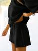 Womens 3/4 Sleeve Lounge Set Oversized Top and Elastic Waist Shorts