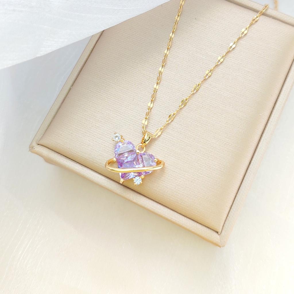 Love Necklace Women'S High Sense Simple Inlaid Zircon Pendant Jewelry