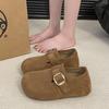 Retro Leather Inner Height Increase Boken Shoes Women's 2025 Autumn New Belt Buckle Round Head Ugly Cute Mori One-pedal Single Shoes
