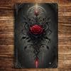 D-Dur D-Dur Stück Schwarze Rose und Metall Wandkunst Gotisch Vintage Dekorative Plakette Rätselhaftes Hängendes Kunstwerk für Schlafzimmer
