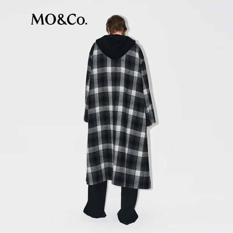 MO&Co. Women's Plaid Wool Blend Hooded Jacket