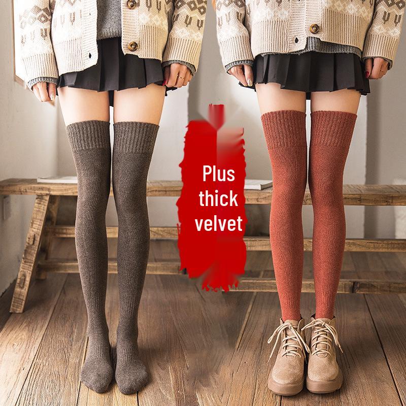 Women's Fleece-Lined Over-the-Knee Socks - Thick, Warm, Slimming Thigh Highs for Autumn and Winter