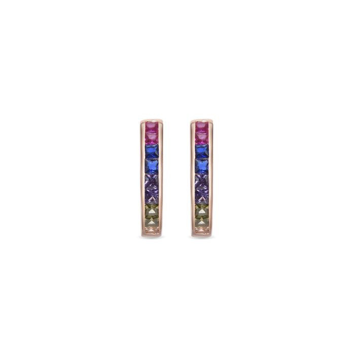 Boucles d'oreilles - Luxenter - Waa - Argent 925 - Zircon multicolore - Or rose 18K