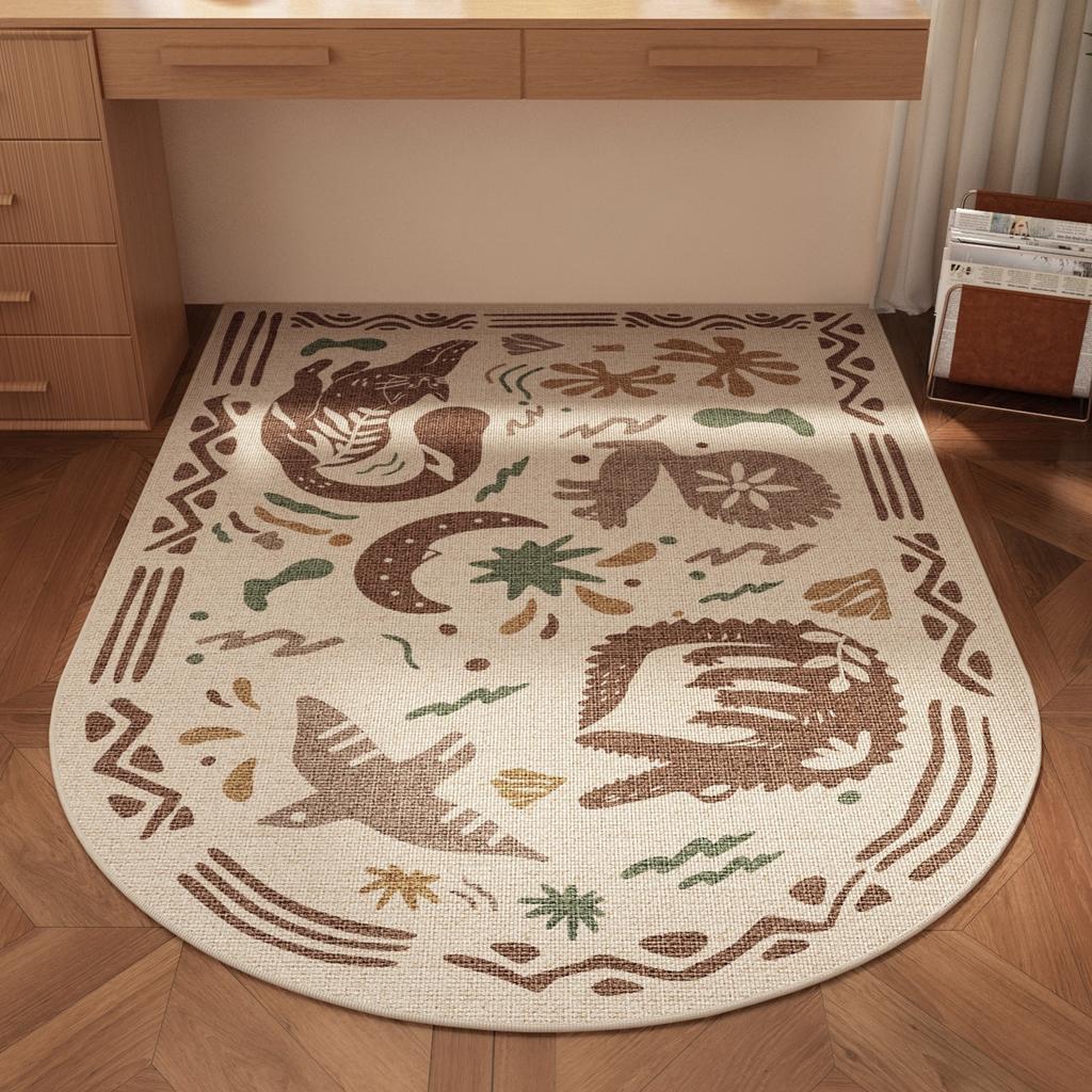Study Carpet Non-Slip Waterproof Wear-Resistant Floor Mat Children'S Room Fun Cute Pattern Rug Semicircle Home Decoration Mats