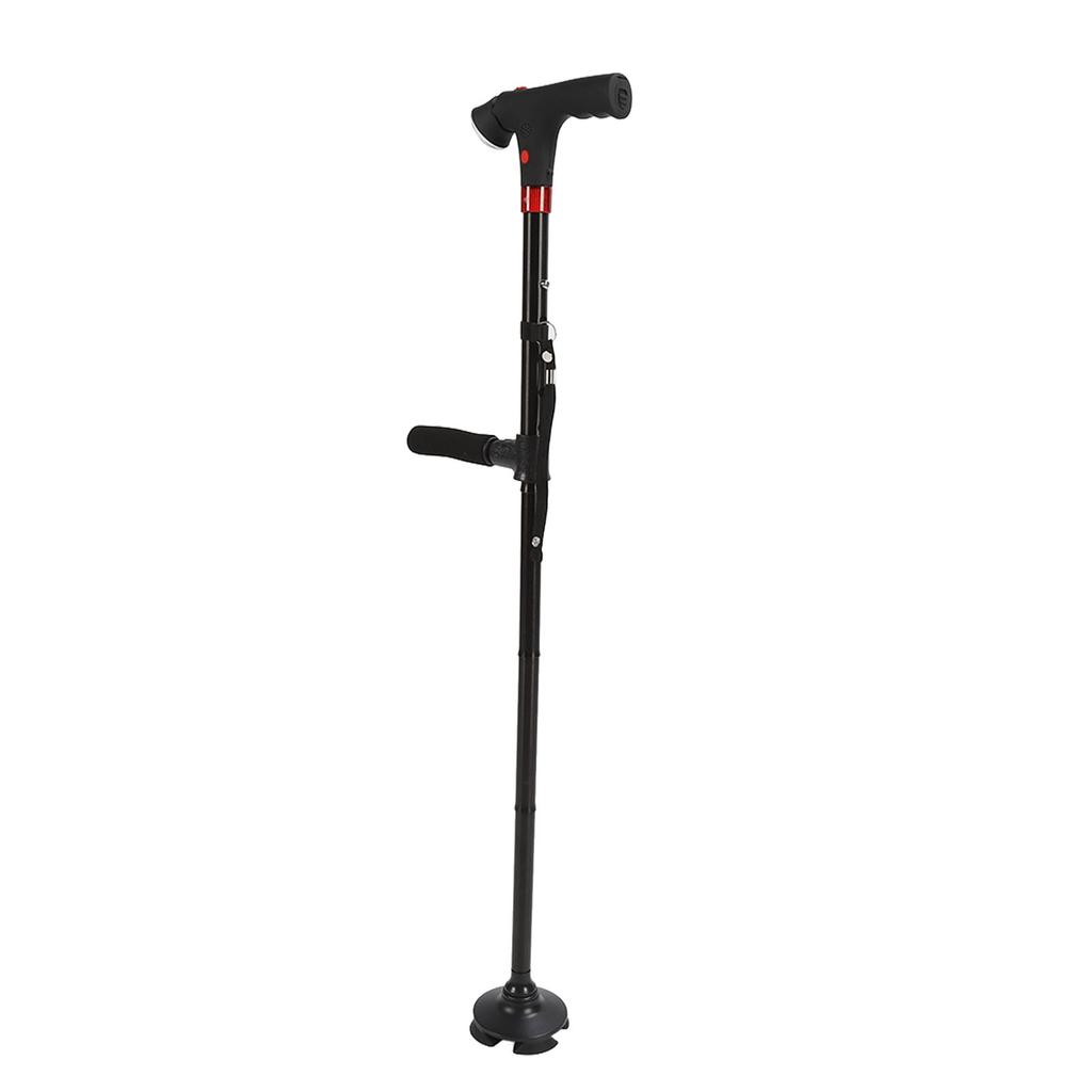 Elderly Folding Cane Height Adjust T Type Handle Extension Walking Cane with LED Light