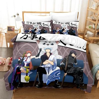 3D Print Anime Gintama Gintoki Comfortable Duvet Quilt Cover Pillowcase Bedding Set Children Bedroom Decoration Home Textile