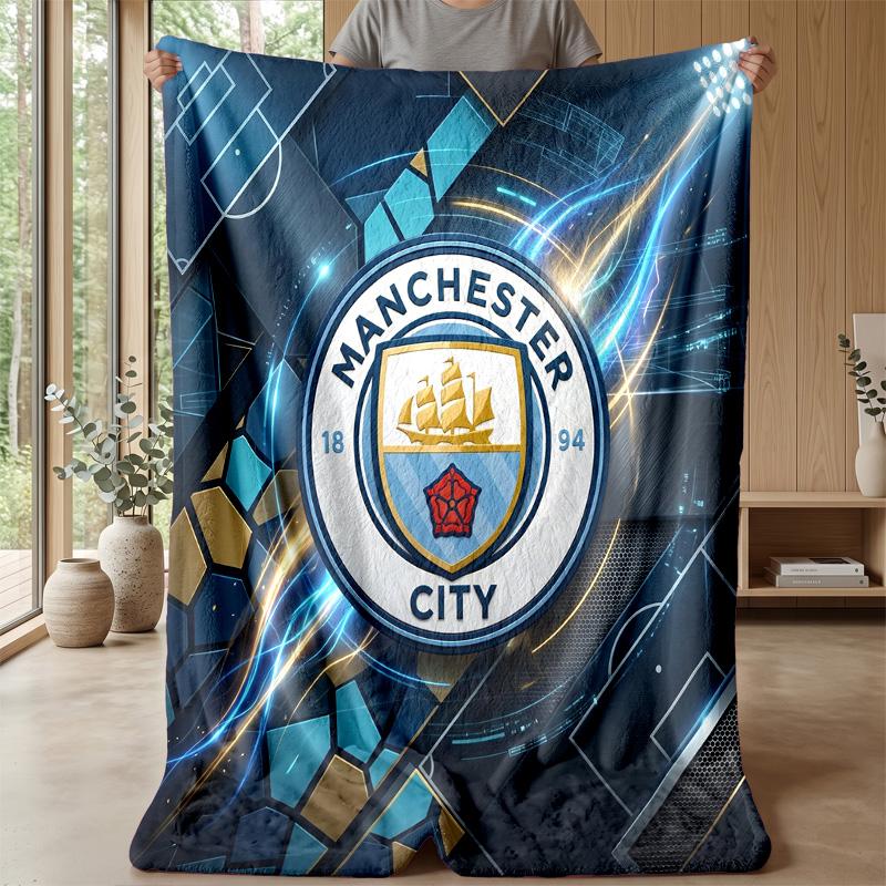 Manchester City Theme blanket Soft Flannel Blanket Plush Throw Blanket Cozy Sofa Bed Blanket for Home Decor