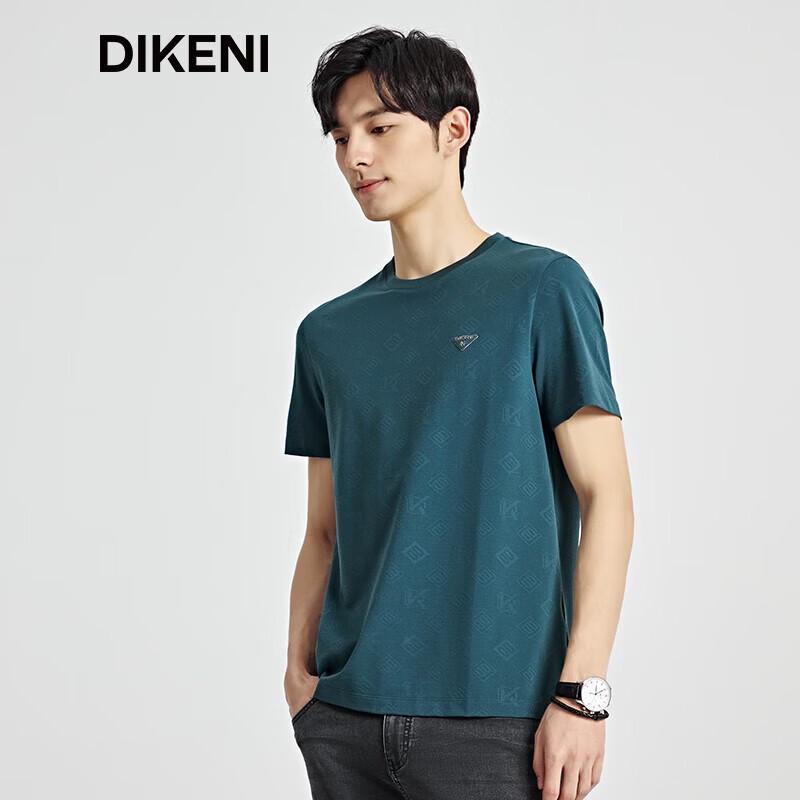 DIKENI Men's Short Sleeve Jacquard Knit T-Shirt