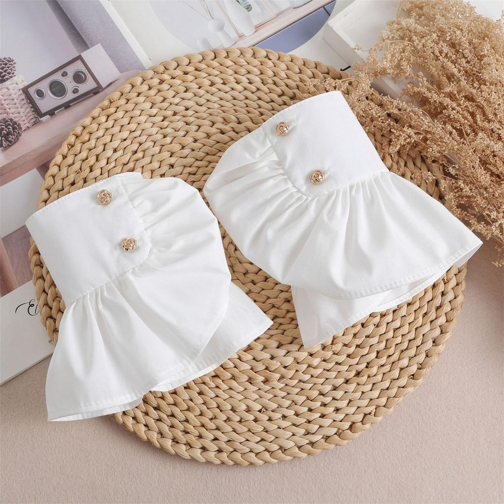 Faux Sleeves Decorative Trumpet Sleeves for Sweater Embroidery Lace False Sleeves Cuff Extension Easy Wear Wrist Cuffs