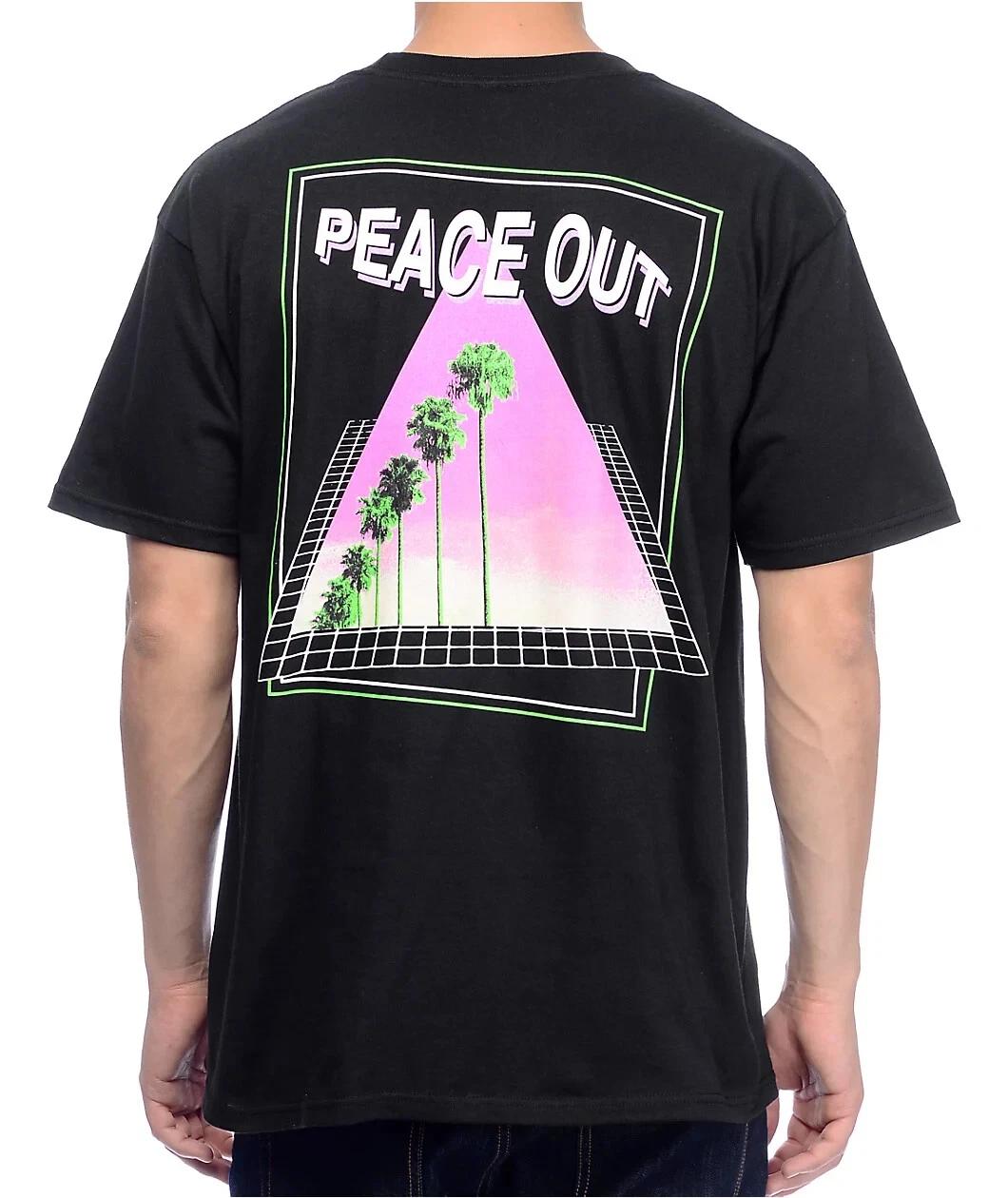 Empyre Mens Peace Out Palm Trees Graphic Black Shirt NWT S-XL S