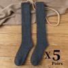 5pairs/Men's Winter Knee Stockings Merino Wool Super Thick Warm Compression Winter Towel Socks Wrap Calf Thick Tall SocksEU38-46