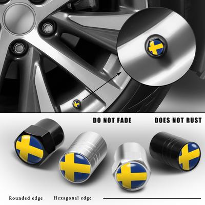 4 ks Kovové logo Švédska Krytky ventilků pneumatik pro automobilové kolo Pro XC60 XC90 XC40 S90 V40 V60 S60 S80 RDESIGN Autopříslušenství