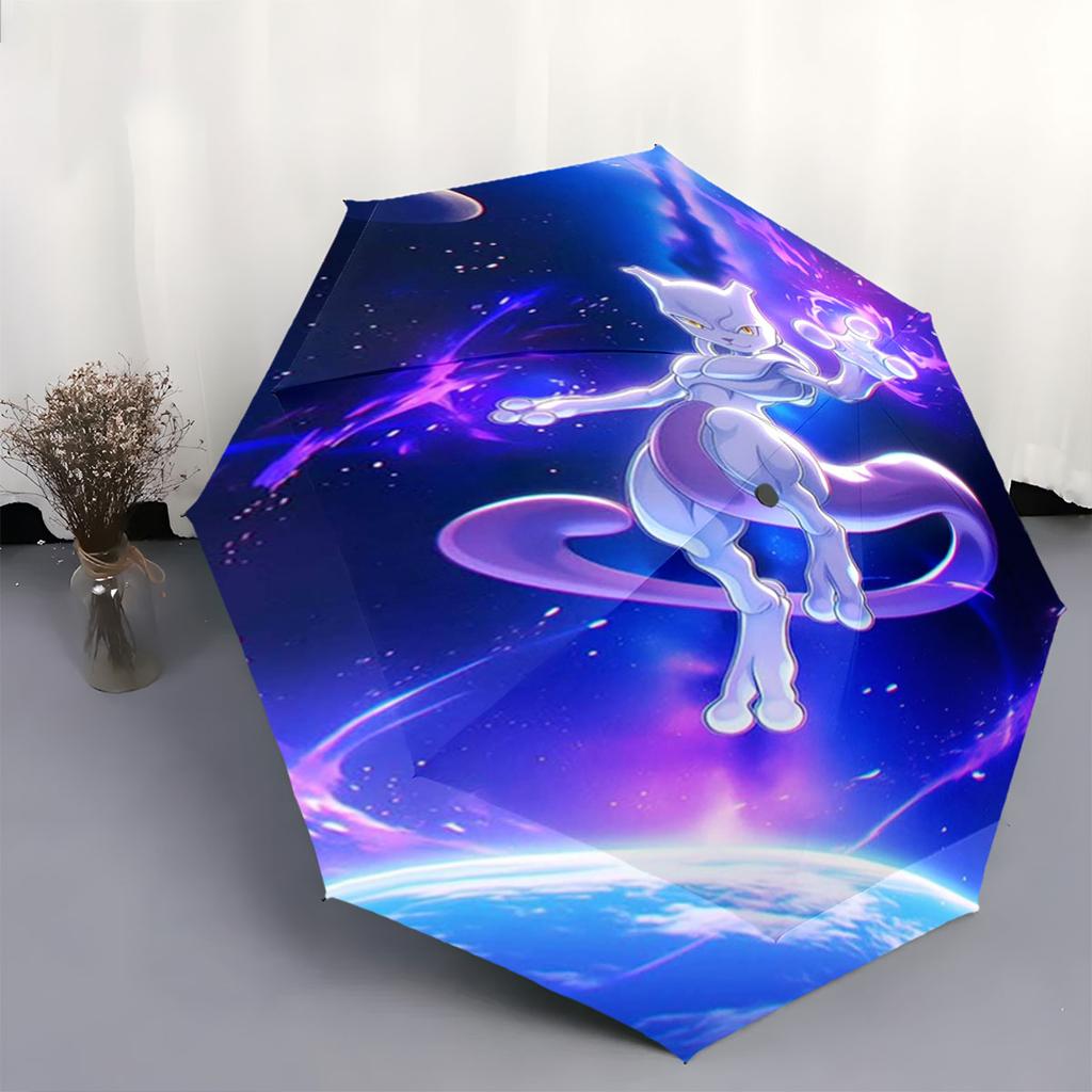 Mewtwo Pokemon Anti UV Umbrella Sun Protection Shade Umbrella Waterproof Windproof Outdoor Travel Parasol