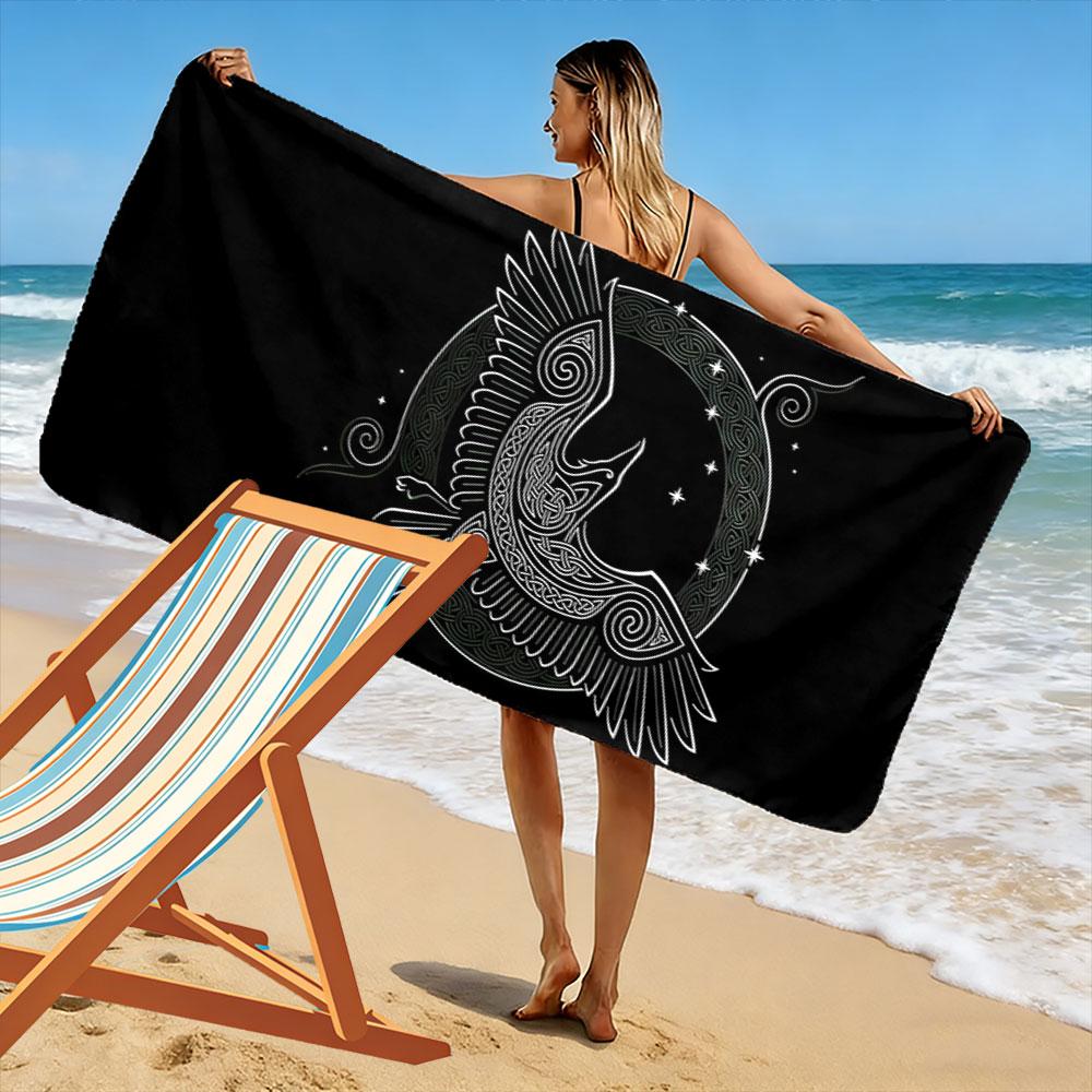Celestial Bird In Flight Print Beach Towel, Quick Drying, Suitable for Travel, Outdoor Sports, Jogging, the Beach and Swimming, Gift