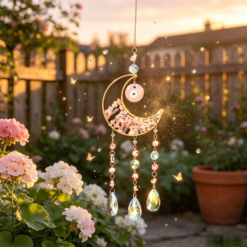 Kristall-Achat-Platte Autoanhänger Sonnenfänger Windspiel Hängendes Ornament für Heimdekoration für Hochzeit oder Valentinstag