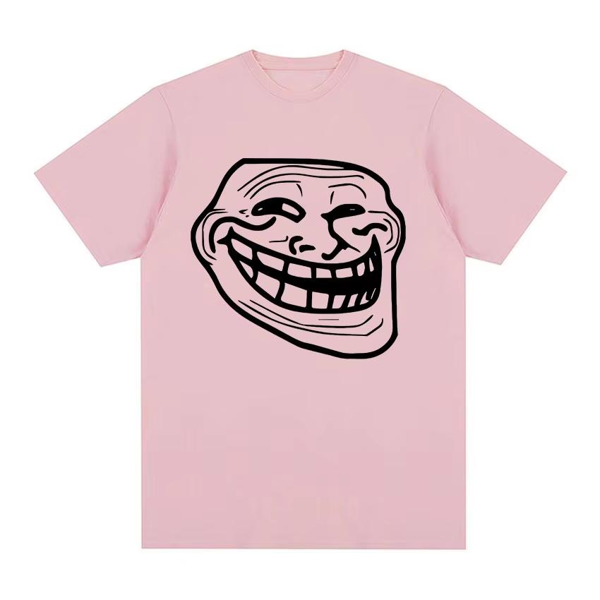 Short Sleeve Cotton Tshirts for Unisex and Women Funny Memes Retro Fashion Troll Face Angry Unisex Harajuku Streetwear