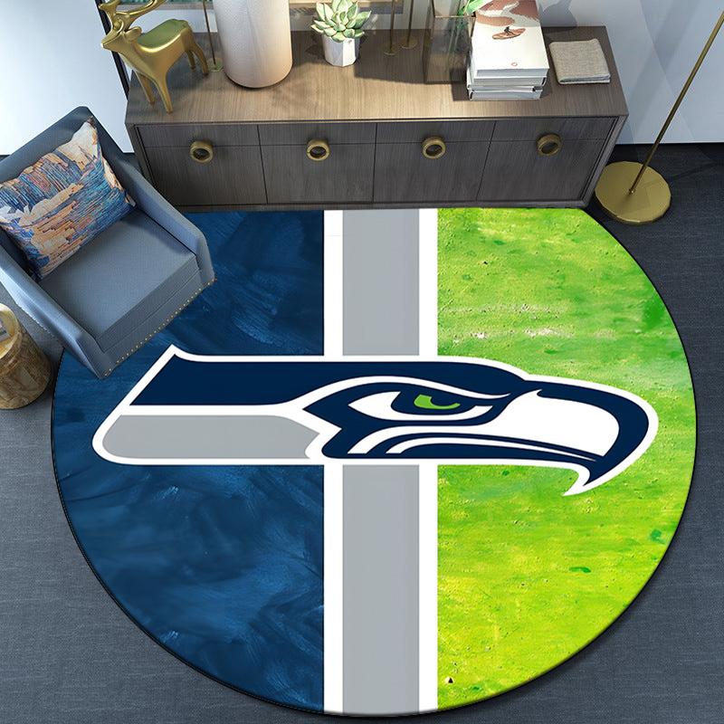 Seahawks Team Spirit Round Rug for Livingroom,Bedroom, Palyroom, Chair Rug, Area rug, Circle Carpet, Large Size Fan Christmas gift