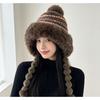 Winter Fleece Thick Warm Hat Women'S Sweet Cute Pom-Pom Braided Lei Feng Hat Ear Protection Cold-Proof Hat