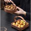 1PC Plate With Handles  15*15*4cm Walnut Wood Handheld Chinese Style Tea Pastry Nut Fruit Tray Solid Wood Snack Tableware