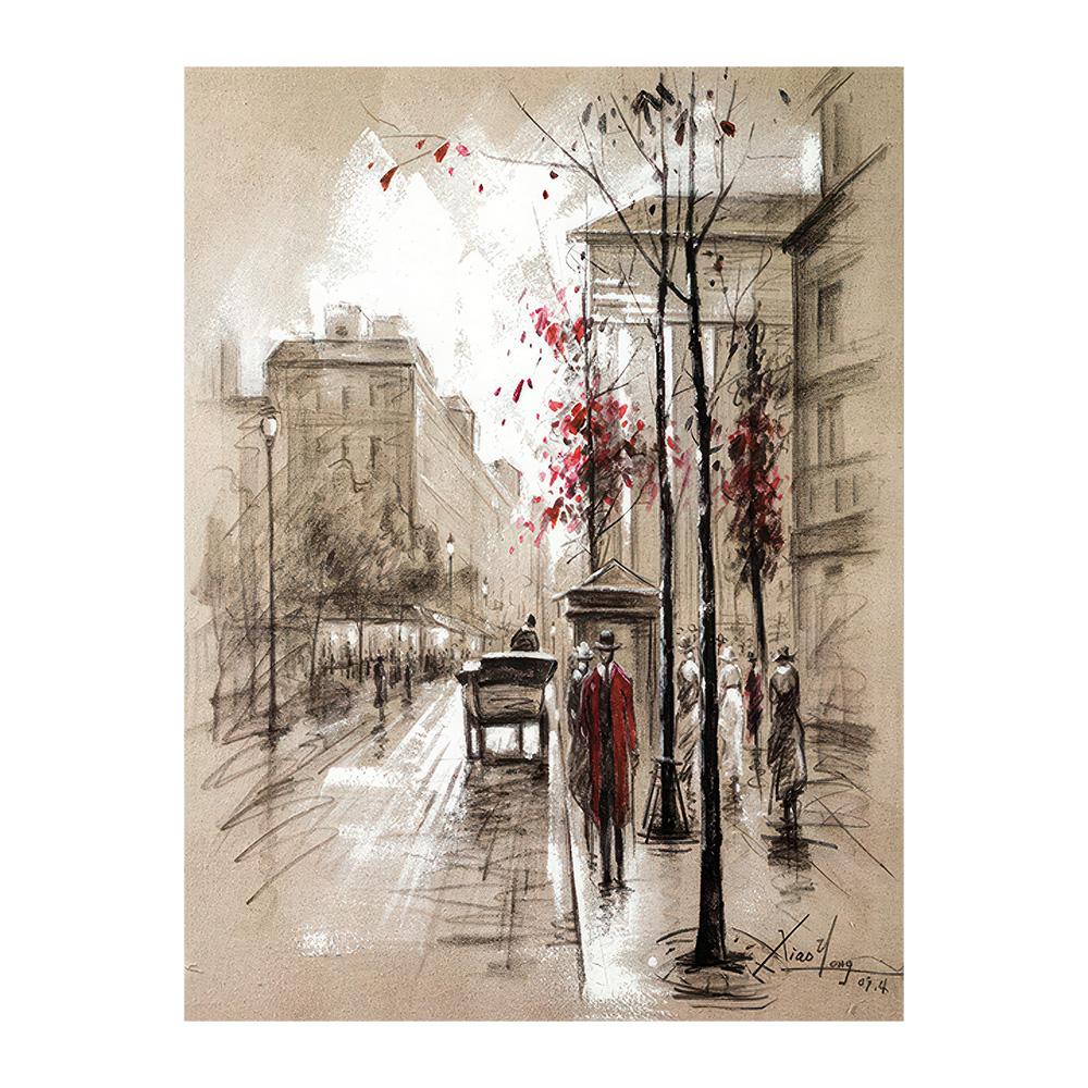 Abstract City Street Landscape Canvas Paintings Home Decor Street Scenery HD Prints Posters Pictures for Living Room Wall Art
