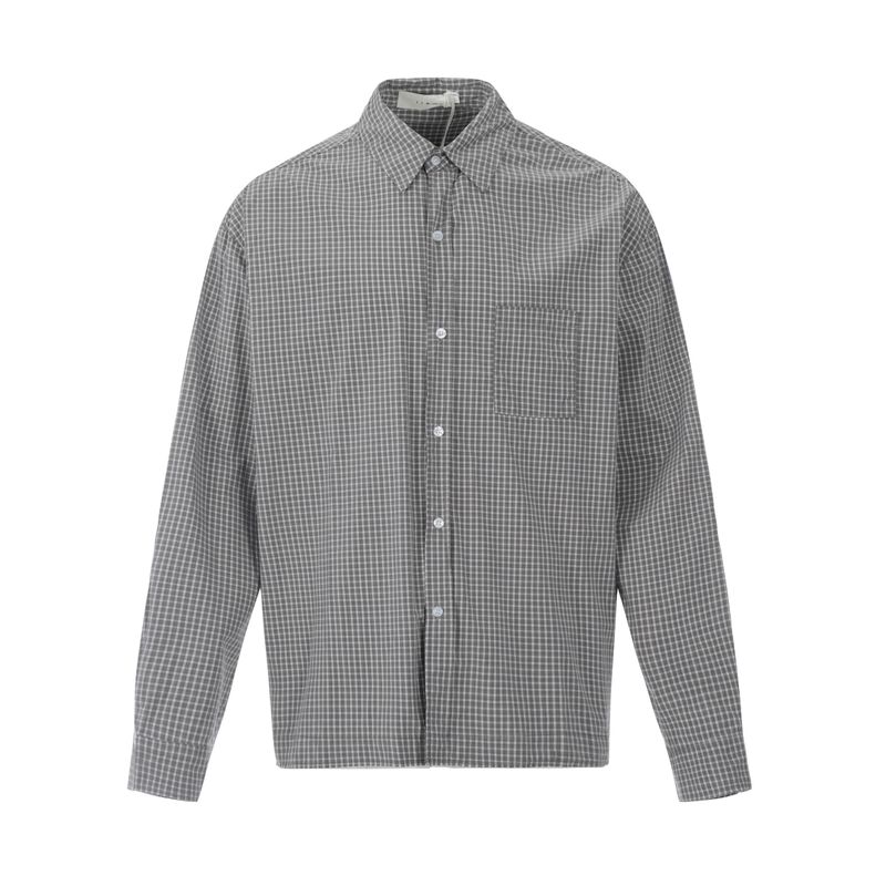 Kisko American Retro Casual Loose Blue Plaid Long-Sleeved Shirt for Men and Women Spring Simple Basic Shirt Jacket