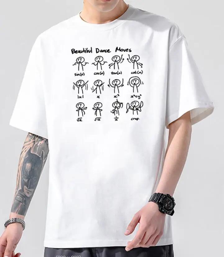 Women's round Collar Short Sleeve T-shirt INS Fashion Mathematical Formula Print Casual Summer Top Polyester Fabric