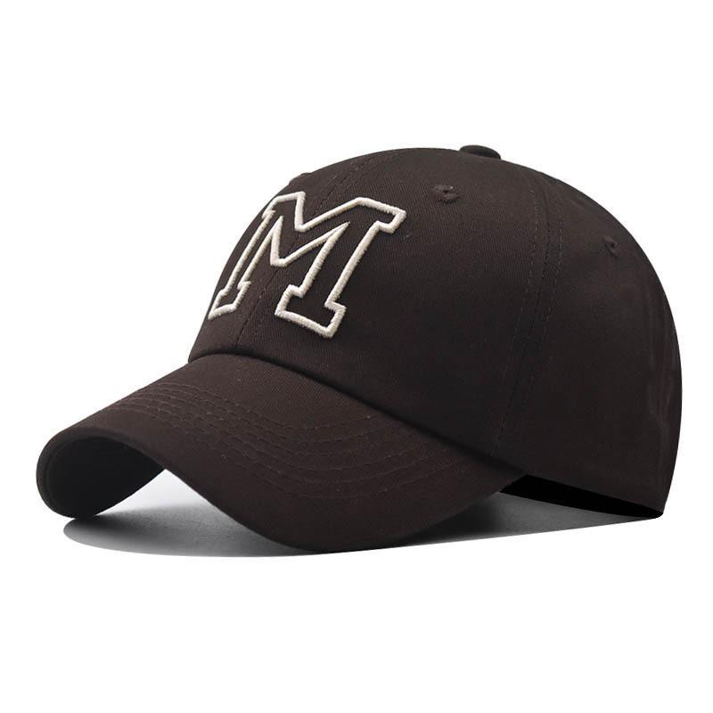 M Letter Embroidery Wide Brim Baseball Hat Sun Protection Cap For Use Outdoor