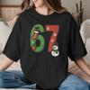 Christmas Number 67 Xmas Lights Santa T Shirts Unisex Unisexs Cotton Vintage Tshirt Crew Neck Six Seven Tee Short Sleeve Tops Gift