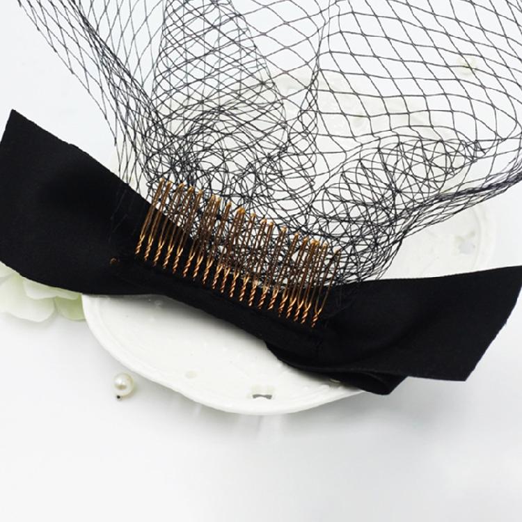 Pillbox Veil Fascinator Hat Tea Party Headwear Veil for Women Lady Black/White
