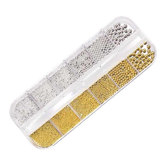 1 Set 12 Grids Nail Art Bead Kit with Storage Box 3D Nail Art Metal Caviar Beads DIY Manicure Design Decoration Charm Nail Accessories