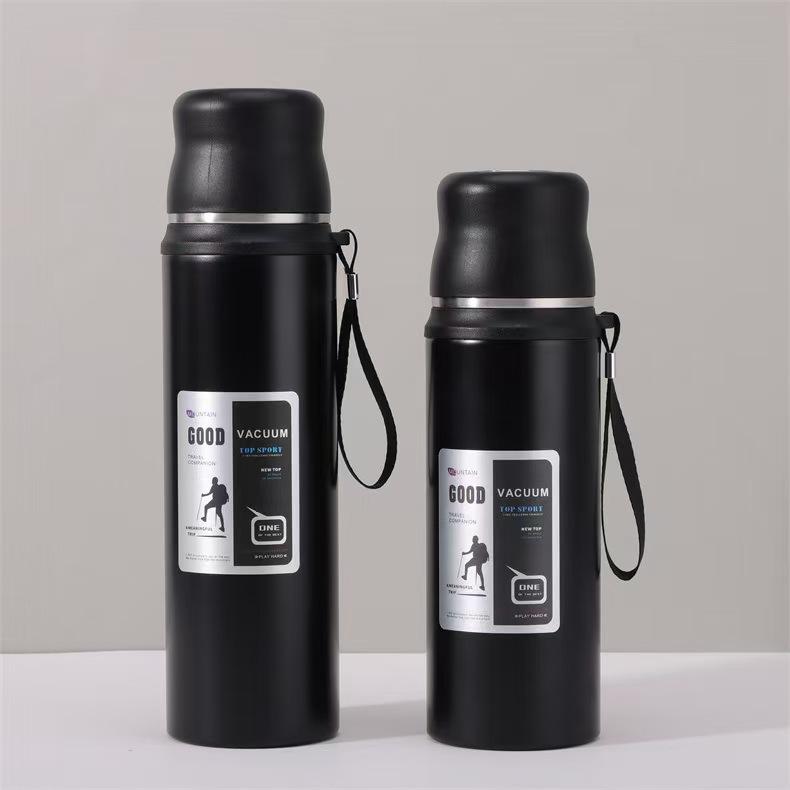 Stainless steel thermos cup sports kettle outdoor portable sling full steel cup water cup