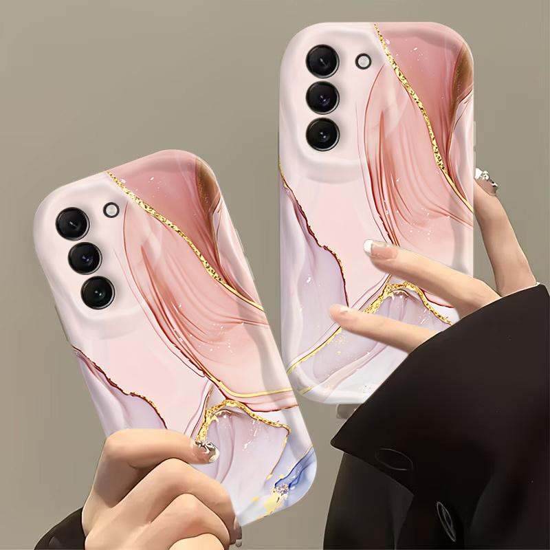 Case for Samsung Galaxy S26 S24 S23 S25 Ultra Plus FE A57 A56 A55 A54 A37 A36 A17 A07 A16 A15 5G Pink Marble Pattern Phone Cover