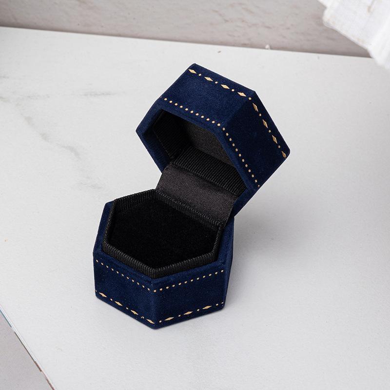 Vintage Hexagon Jewelry Single Ring Box Empty Case Holder For Engagement Wedding Ceremony Valentines Day Gift Organizer