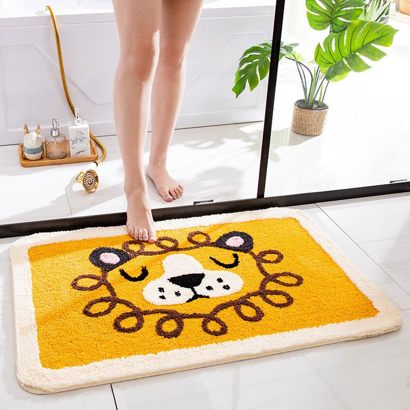 Badezimmerteppich Niedlicher Cartoon Beflockter Teppich Bequem Rutschfest Stark Saugfähig Fußmatte Schlafzimmer Wohnzimmer Teppich