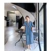 Vintage Hong Kong Style Denim Dress for Women Summer Thin Fabric High End Sense Loose Casual Straight Long Dress