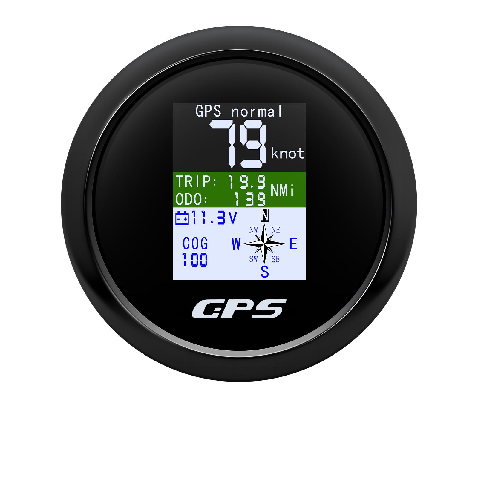 

85mm GPS Speedometer With GPS Antenna KMH MPH Knots TFT Screen Speed Gauge Trip ODO COG Voltmeter Compass For Motor Boat Car чорний