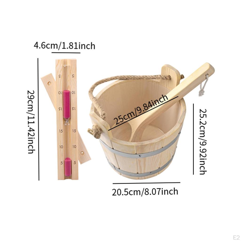 Sauna Bucket with Ladle Accessories Kit,Sauna Hourglass Timer,Lightweight,Practical 5L Sturdy
