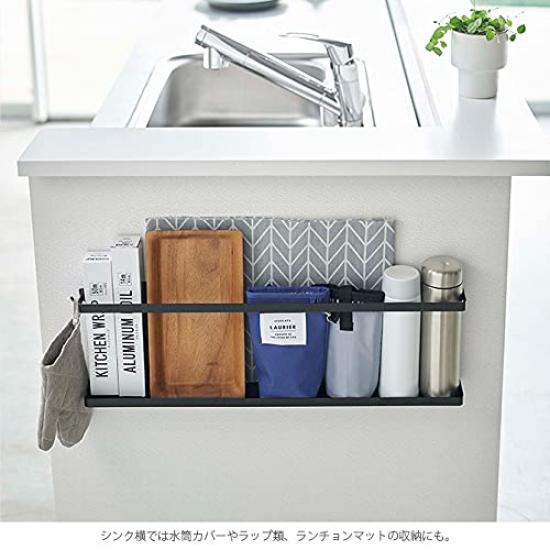 Yamazaki Jitsugyo 5476 pinzety na prkénko a vruty do dřeva Úložný prostor na straně kuchyňské linky Š60 x x V18 věžový regál s háčky [Sádrokarton v ceně] regál, bílý,