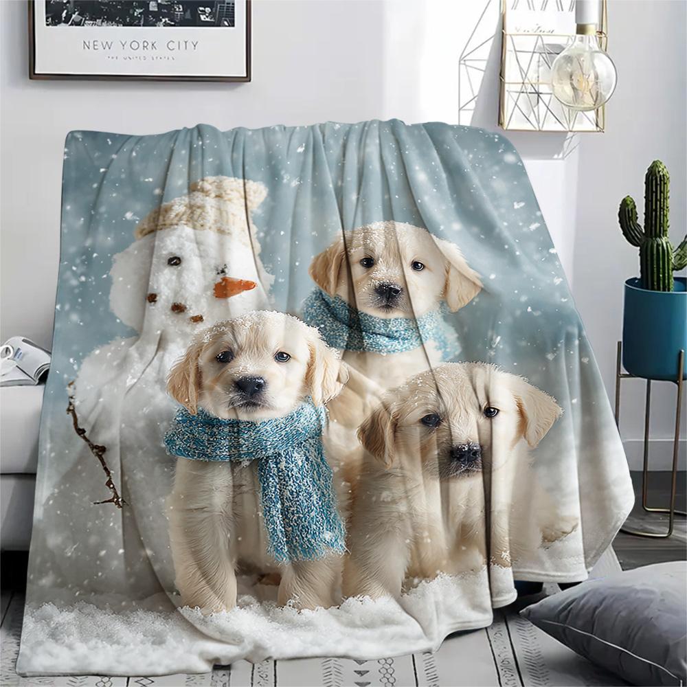 Golden Retriever Print Flannel Blanket, High Quality Comfortable for All Seasons, Home Decor, Warmth and Comfort, Perfect for Christmas Gifts