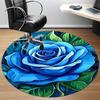 1pc Blue Rose Office Round Area Rug, Indoor Mat Suitable ForOffice, Under Office Chairs Bedroom Living Room Home Decor, Room Deco  D095