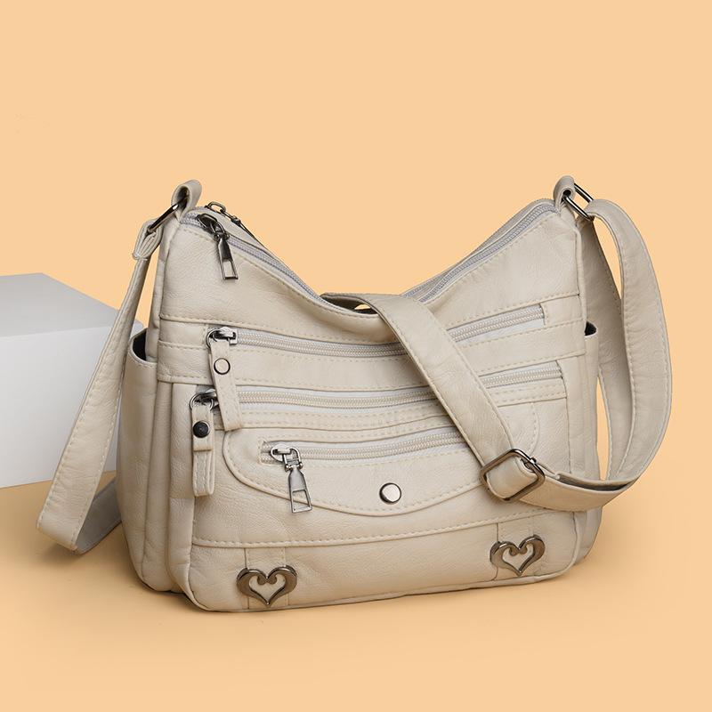 Weiche Leder Mehrfachtaschen Damenhandtasche neue Schulter Umhängetasche Damenrucksack mittelgroße Muttertasche