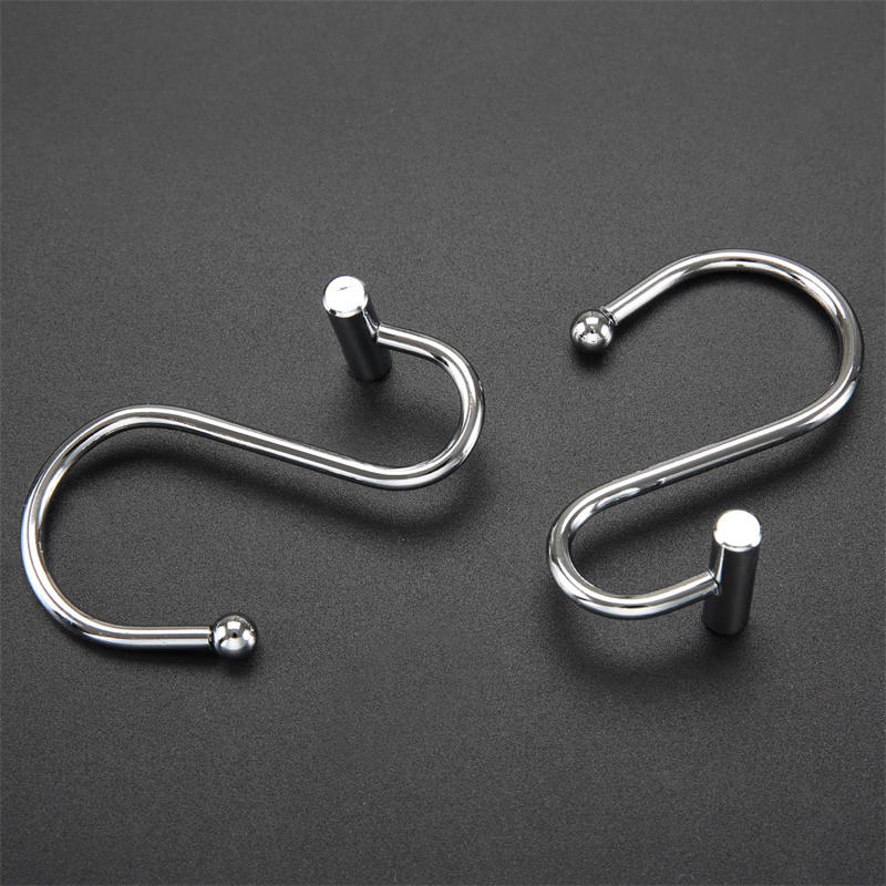 12Pcs Shower Curtain Hooks Rustproof Corrosion Resistant Strong Load-bearing Curtain Rings S-Shaped Electroplated Curtain Hooks