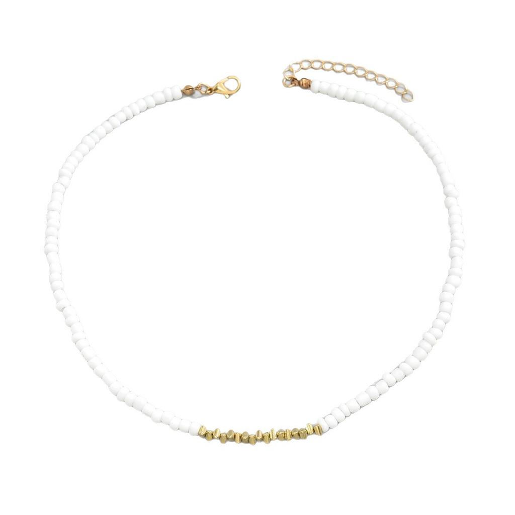 Fashion European Style Short Glass Bead Pendant Necklace For Women