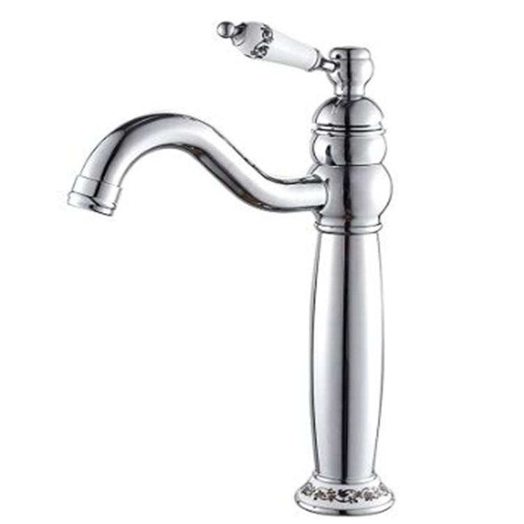 European Antique Swivel Faucet: Hot & Cold Countertop Basin, Single Hole Retro Design