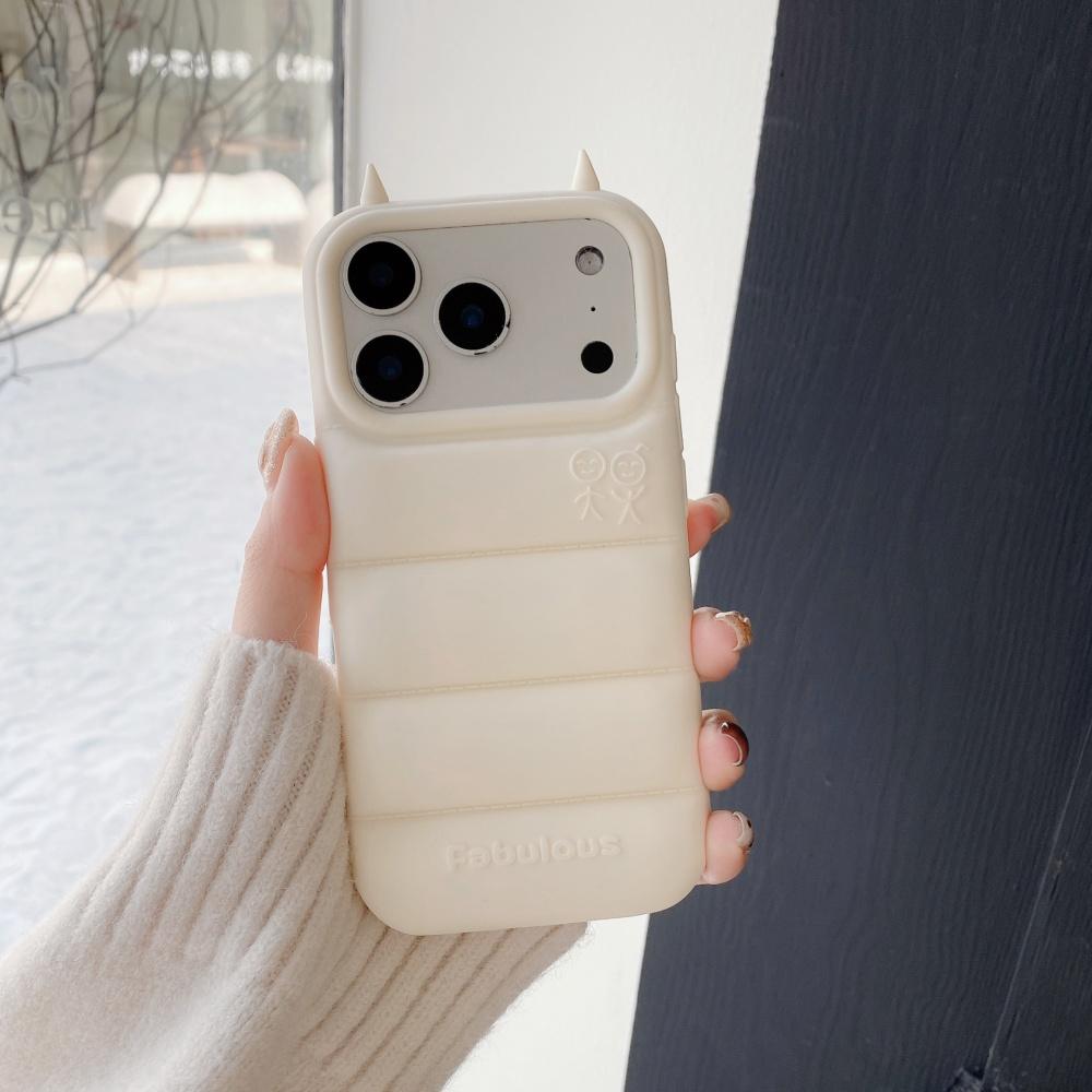 

Смешной 3D чехол для телефона с рожками дьявола, пуховик, для iPhone 17 Pro Max 16 15 14 13 12 Pro Max 16Plus 16E, милый, ударопрочный, мягкий чехол iPhone17