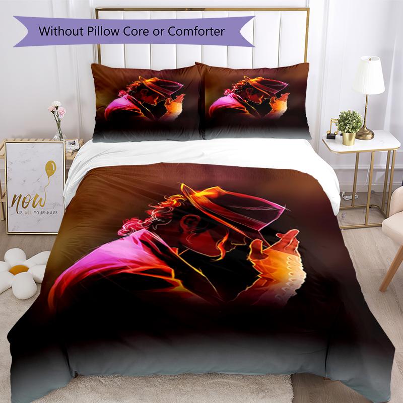 3pcs Michael Jackson Pattern Bedding Set Duvet Cover Set Includes Duvet Cover &pillowcases, Perfect All Season Bedroom Decoration & Gift